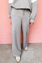 High Rise Colorblock Hoodie Drawstring High Waist Pants Set