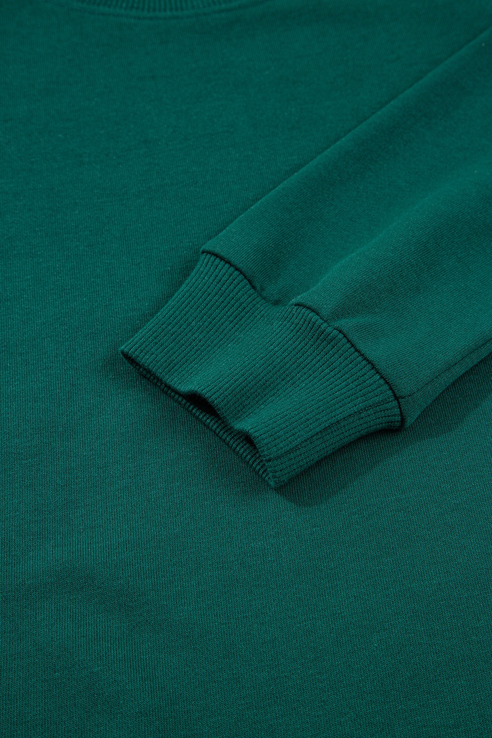 Sea Green Solid Color Pullover Top Varsity Stripe Detail Loose Drawstring Pants Set