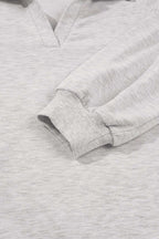 Light Grey Polo Collar V Neck Pullover and Drawstring Sweatpants Set