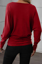 Red Dahlia Heart-shaped Print Valentines Day Long Sleeve Top