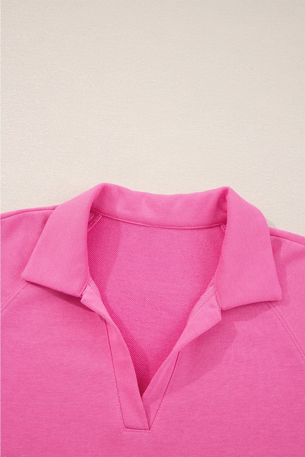 Sachet Pink Solid Color Collared Pullover and Central Seam Pants Set