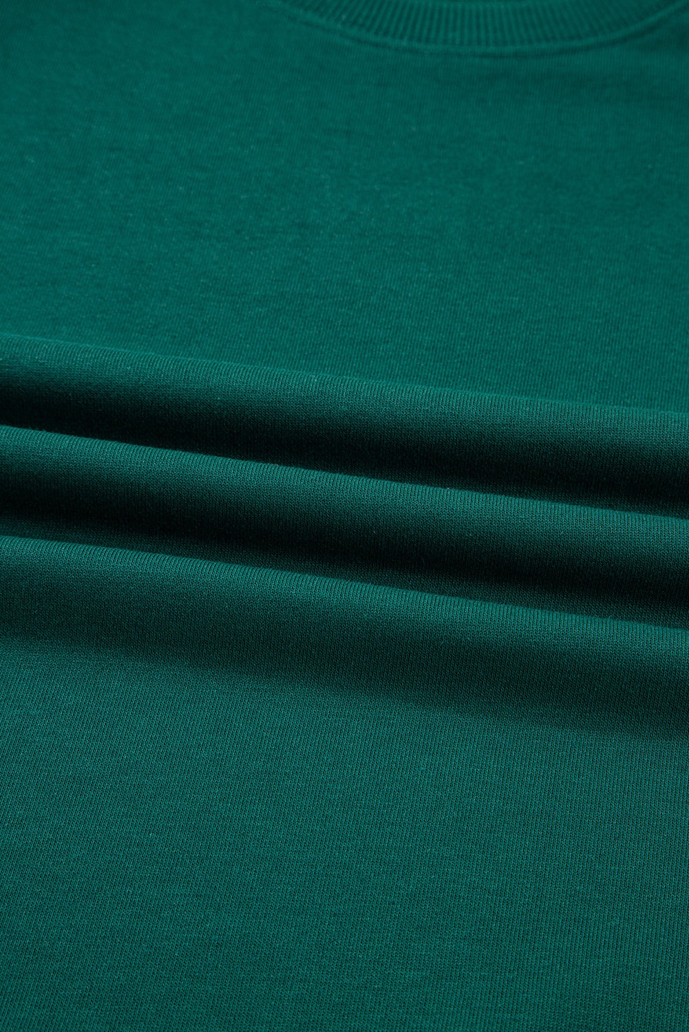 Sea Green Solid Color Pullover Top Varsity Stripe Detail Loose Drawstring Pants Set