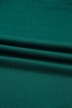 Sea Green Solid Color Pullover Top Varsity Stripe Detail Loose Drawstring Pants Set