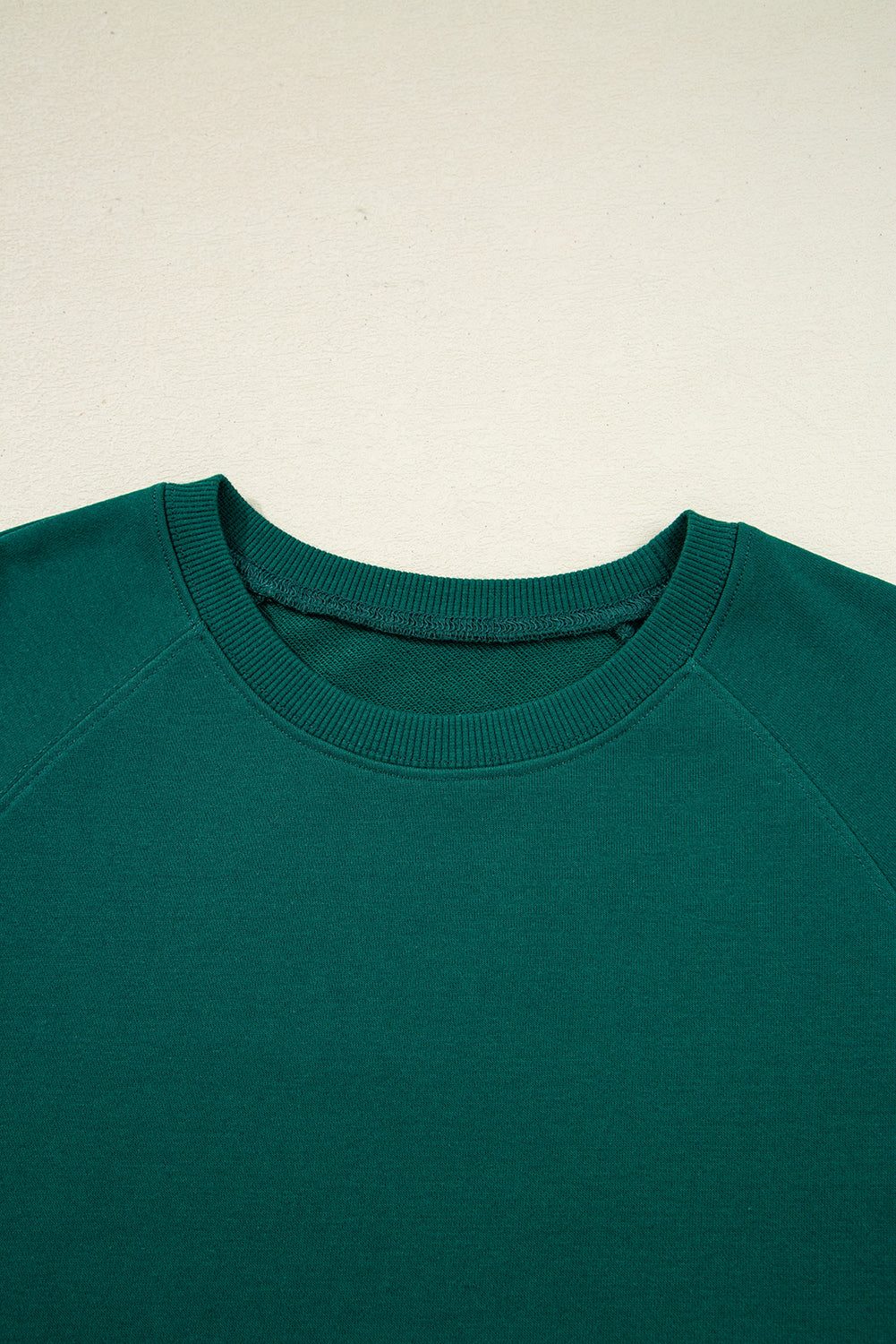 Sea Green Solid Color Pullover Top Varsity Stripe Detail Loose Drawstring Pants Set