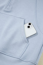 Beau Blue Half Zip Thumbhole Sleeve Hoodie Active Pants 2pcs Outfit