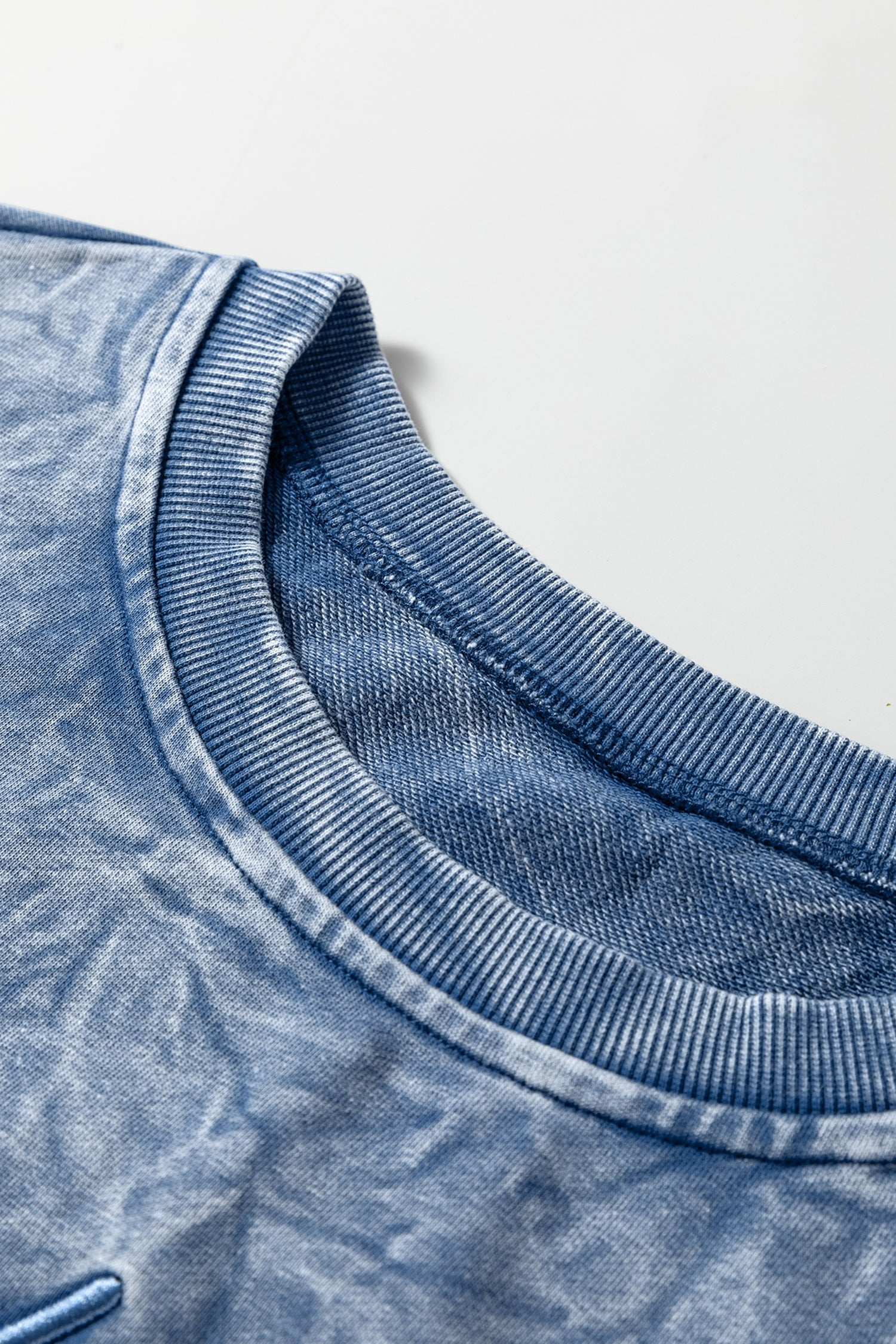 Sea Green saved by grace Letter Embroidery Mineral Wash Loose Sweatshirt