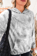 Beige Camouflage Plant Print Kangaroo Pocket Oversized Hoodie