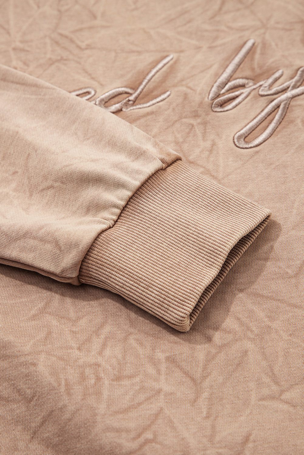 Sea Green saved by grace Letter Embroidery Mineral Wash Loose Sweatshirt