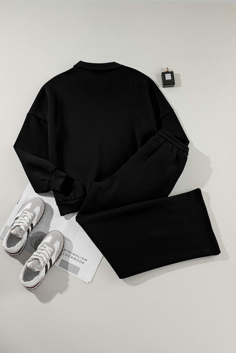Black Half Zip Sweatshirt and Pants Set