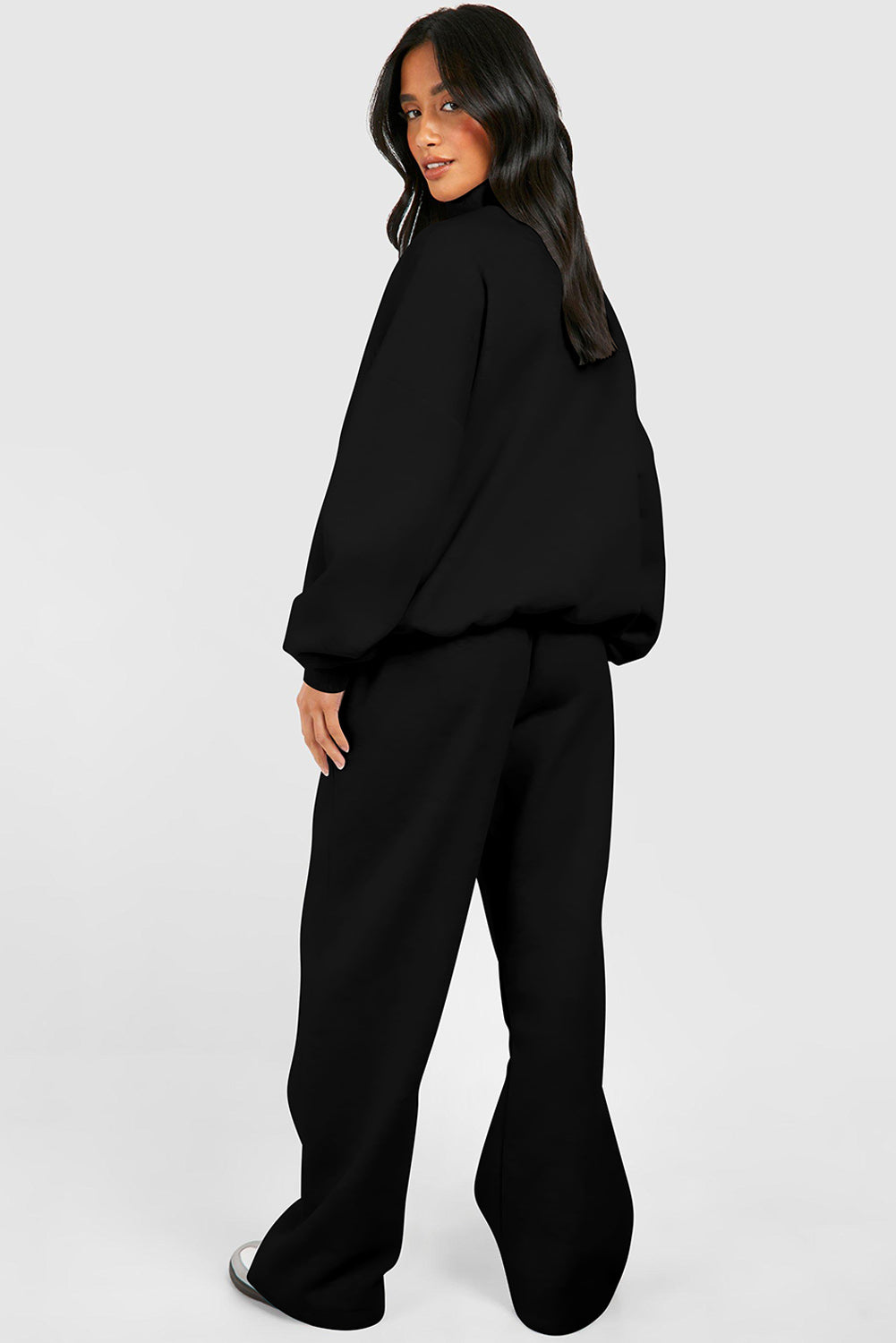 Black Half Zip Sweatshirt and Pants Set