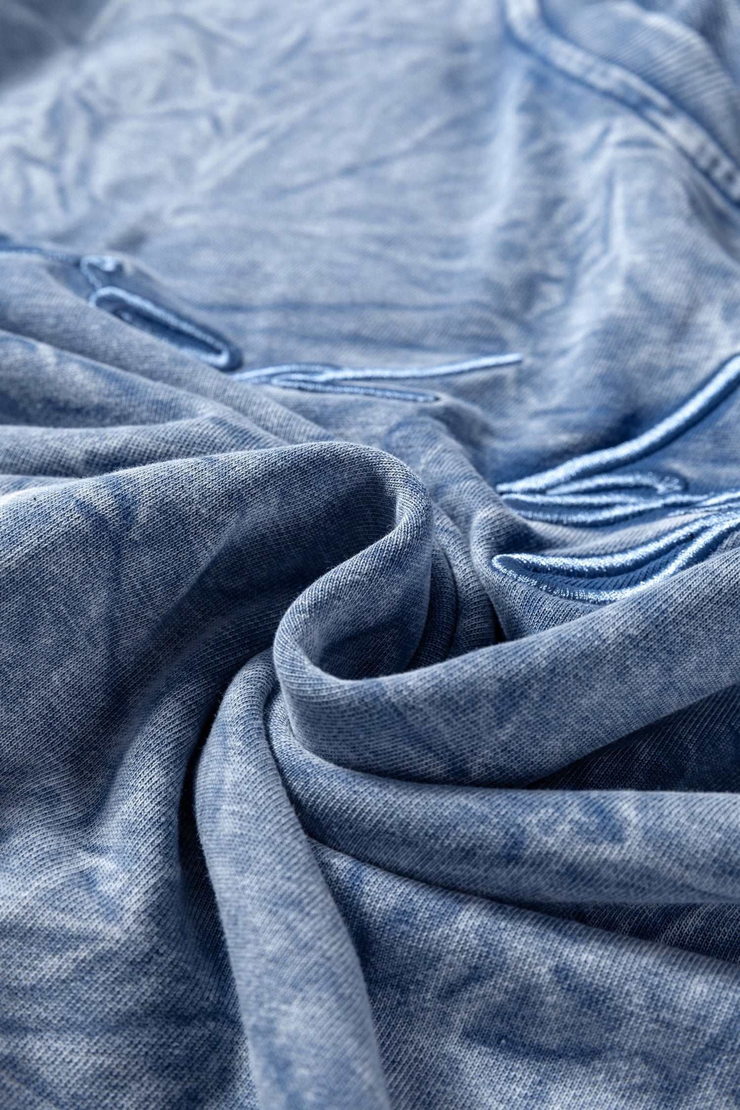 Sea Green saved by grace Letter Embroidery Mineral Wash Loose Sweatshirt