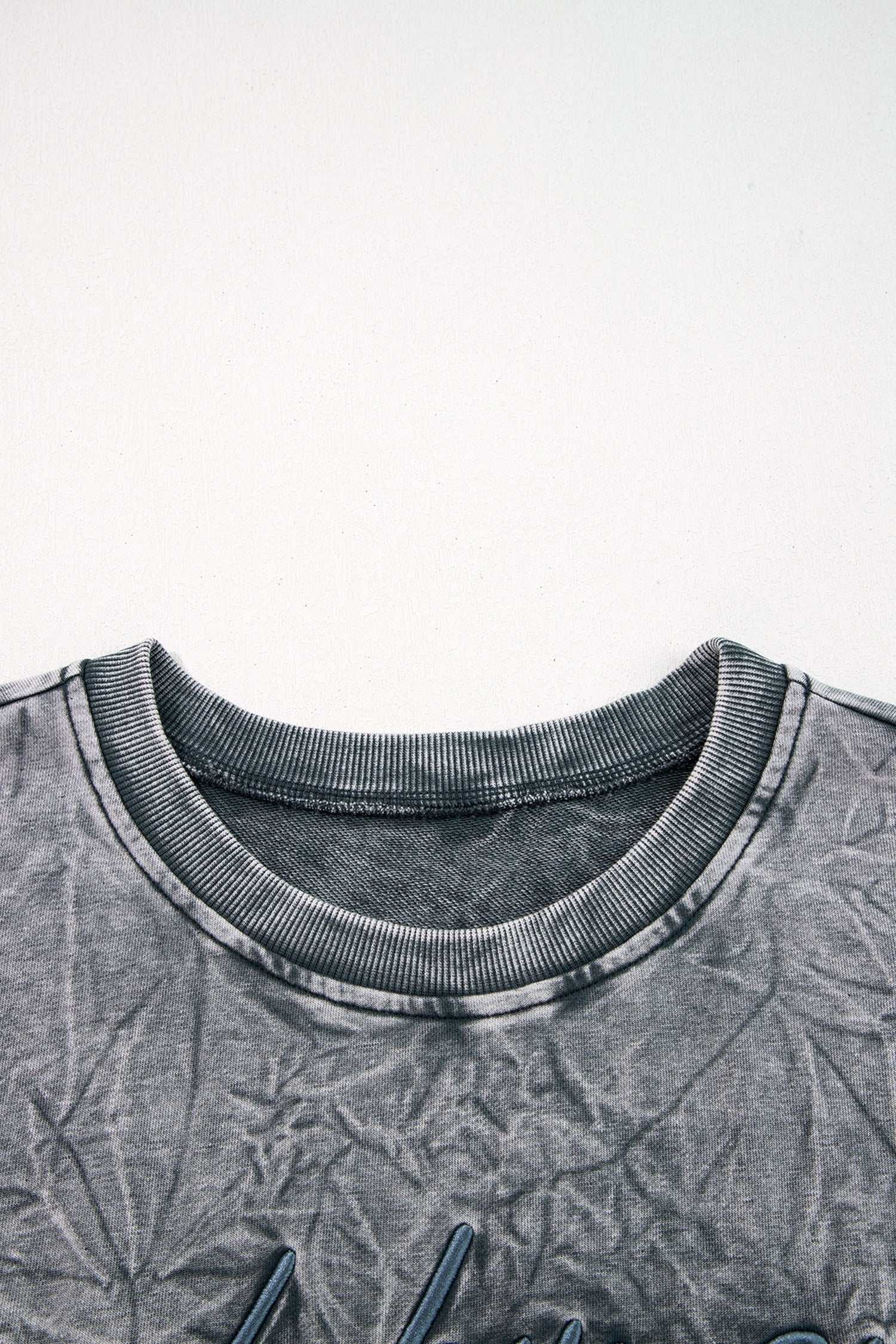 Sea Green saved by grace Letter Embroidery Mineral Wash Loose Sweatshirt