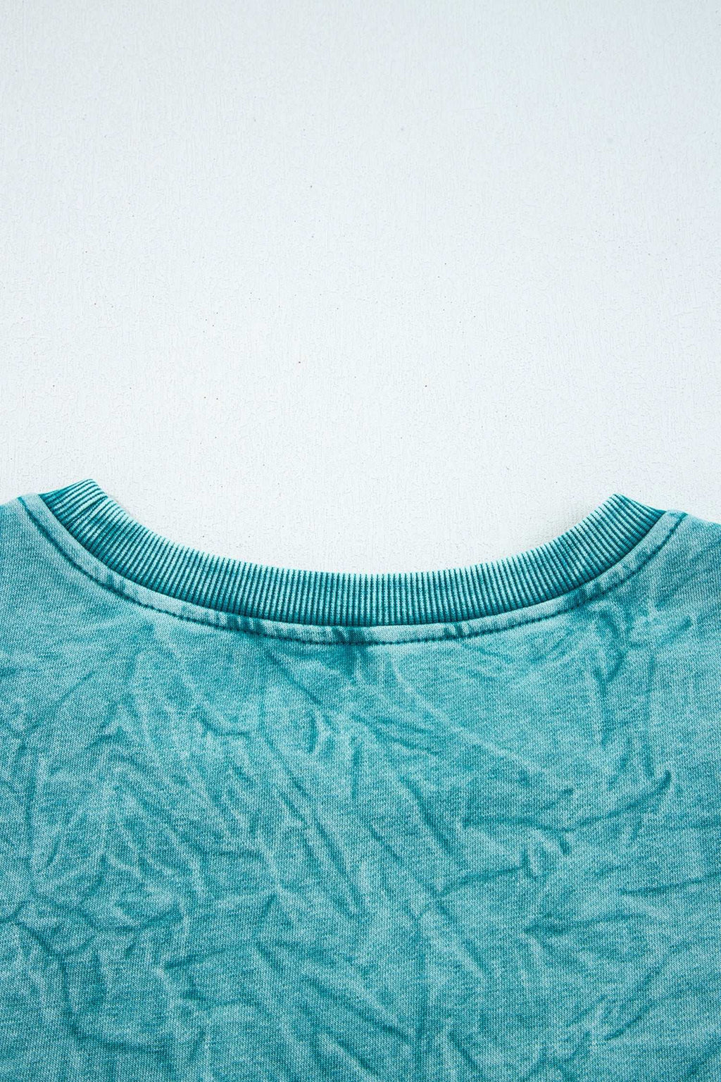 Sea Green saved by grace Letter Embroidery Mineral Wash Loose Sweatshirt