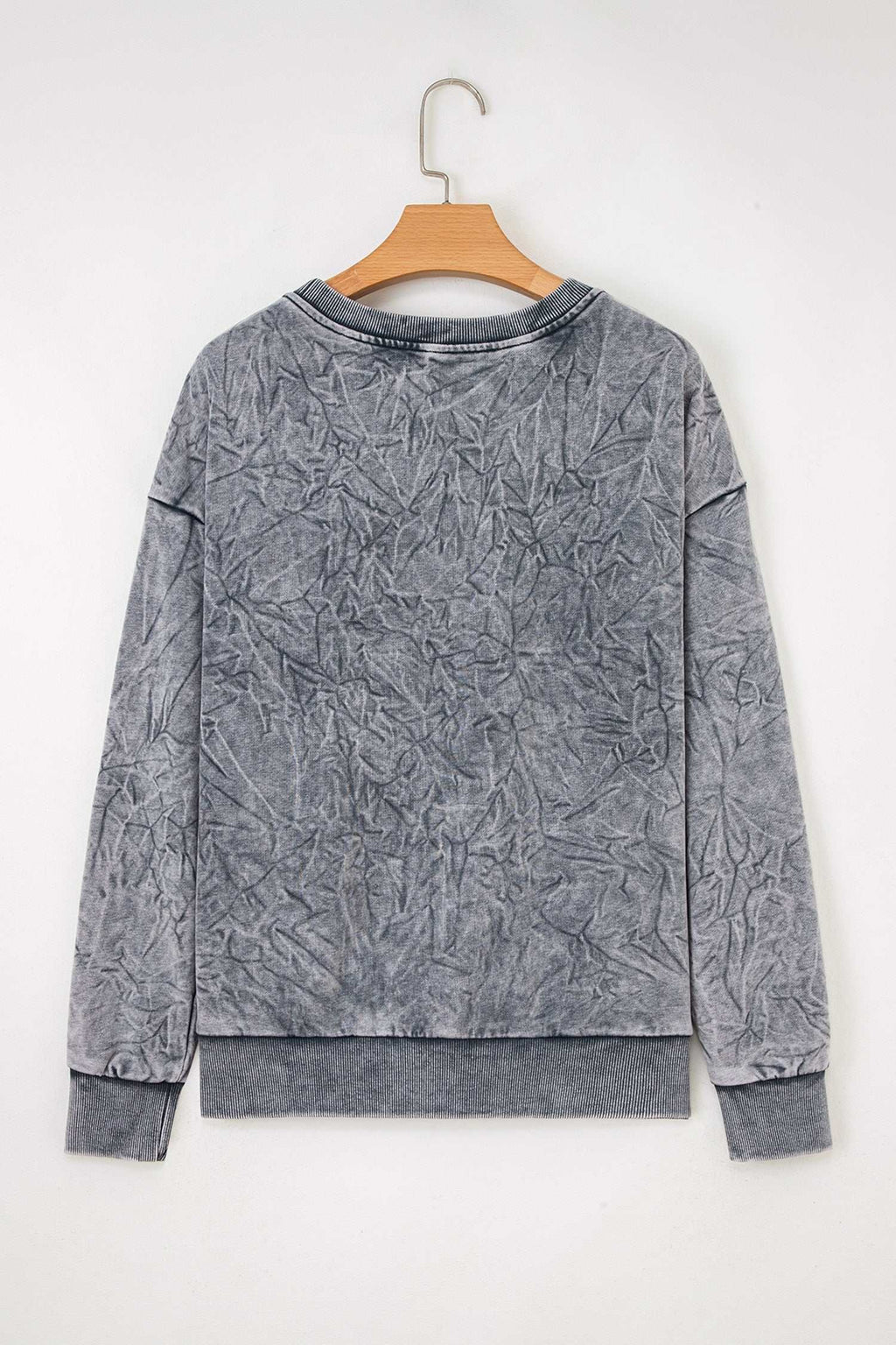 Sea Green saved by grace Letter Embroidery Mineral Wash Loose Sweatshirt