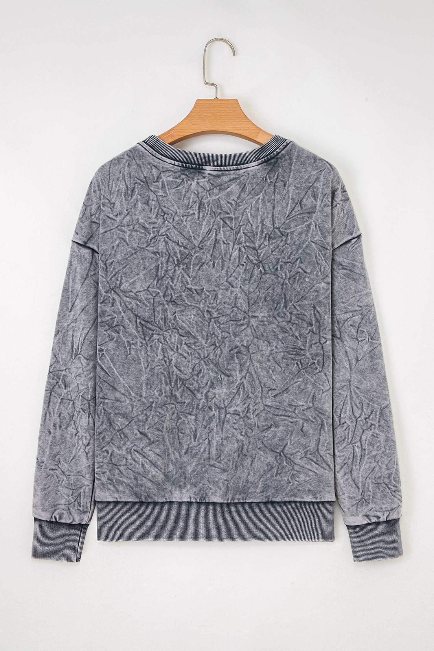 Sea Green saved by grace Letter Embroidery Mineral Wash Loose Sweatshirt