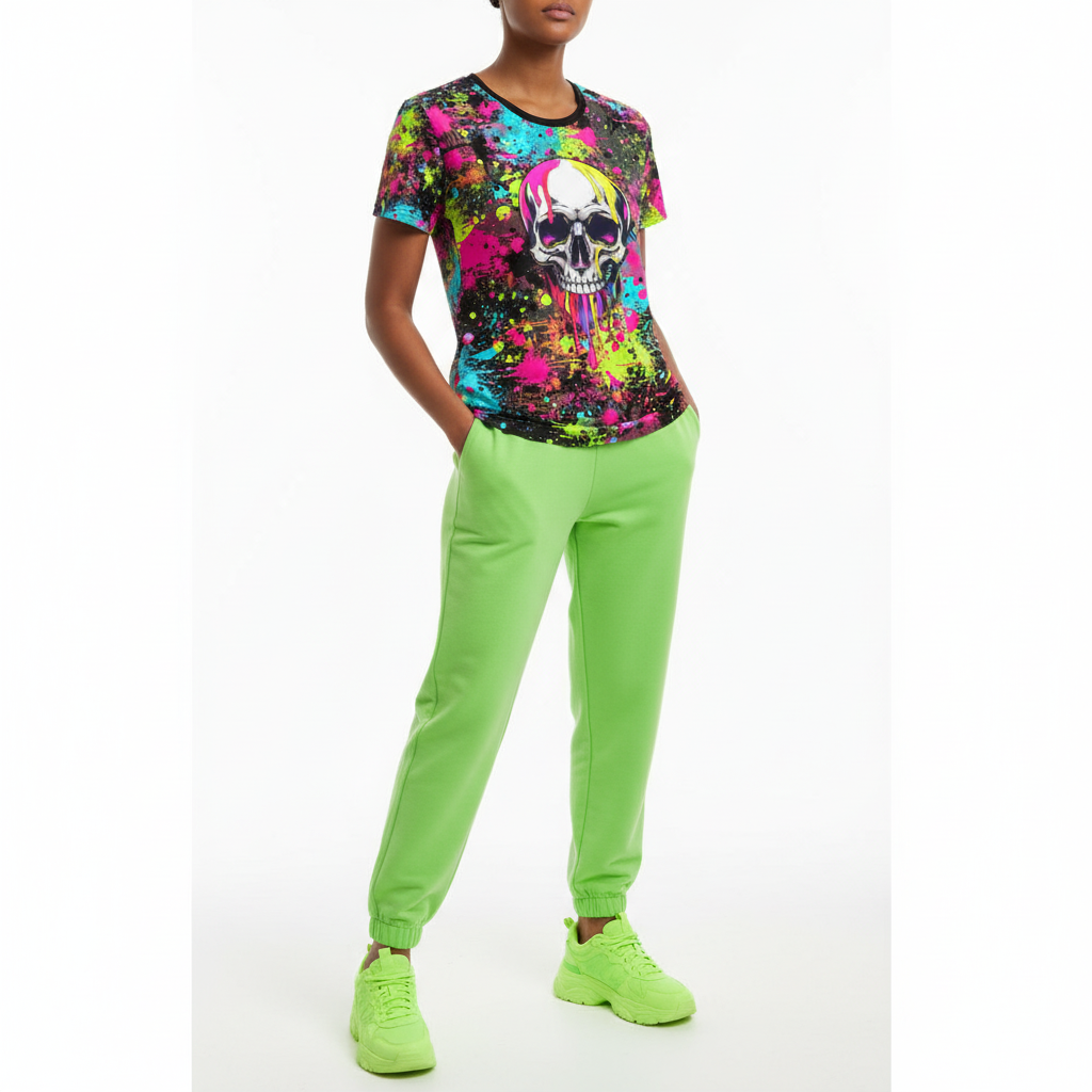 Paint Dripped AOP Women’s Cotton Crew Neck T-shirt