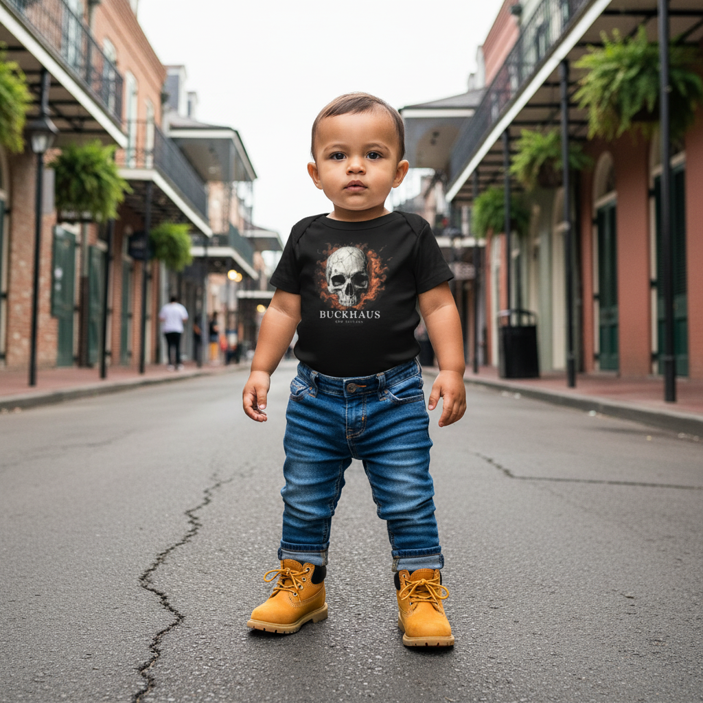 Cracked Flaming Skull Baby Short Sleeve One Piece