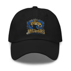 Black Jag Dad hat with embroidered Jaguars logo and adjustable strap