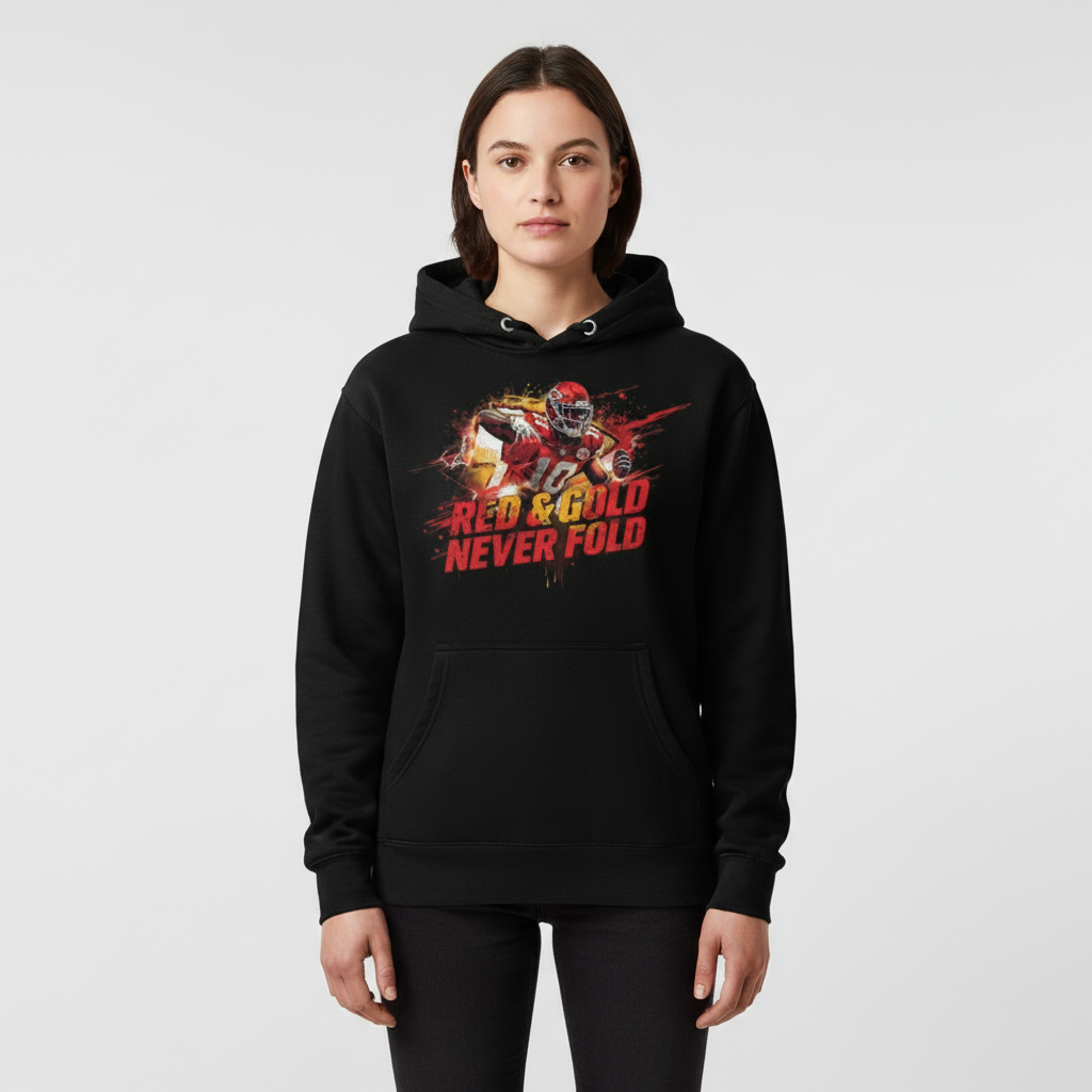 Red & Gold Never Fold Unisex Hoodie