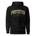 Black Protected Unisex Hoodie with front pouch pocket and Psalm 91:11 print