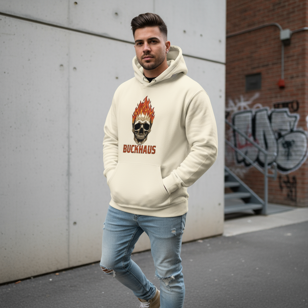 Buckhaus Flaming Skull Unisex Hoodie
