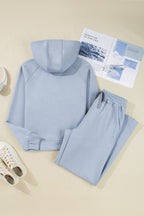 Beau Blue Half Zip Thumbhole Sleeve Hoodie Active Pants 2pcs Outfit