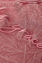 Sea Green saved by grace Letter Embroidery Mineral Wash Loose Sweatshirt