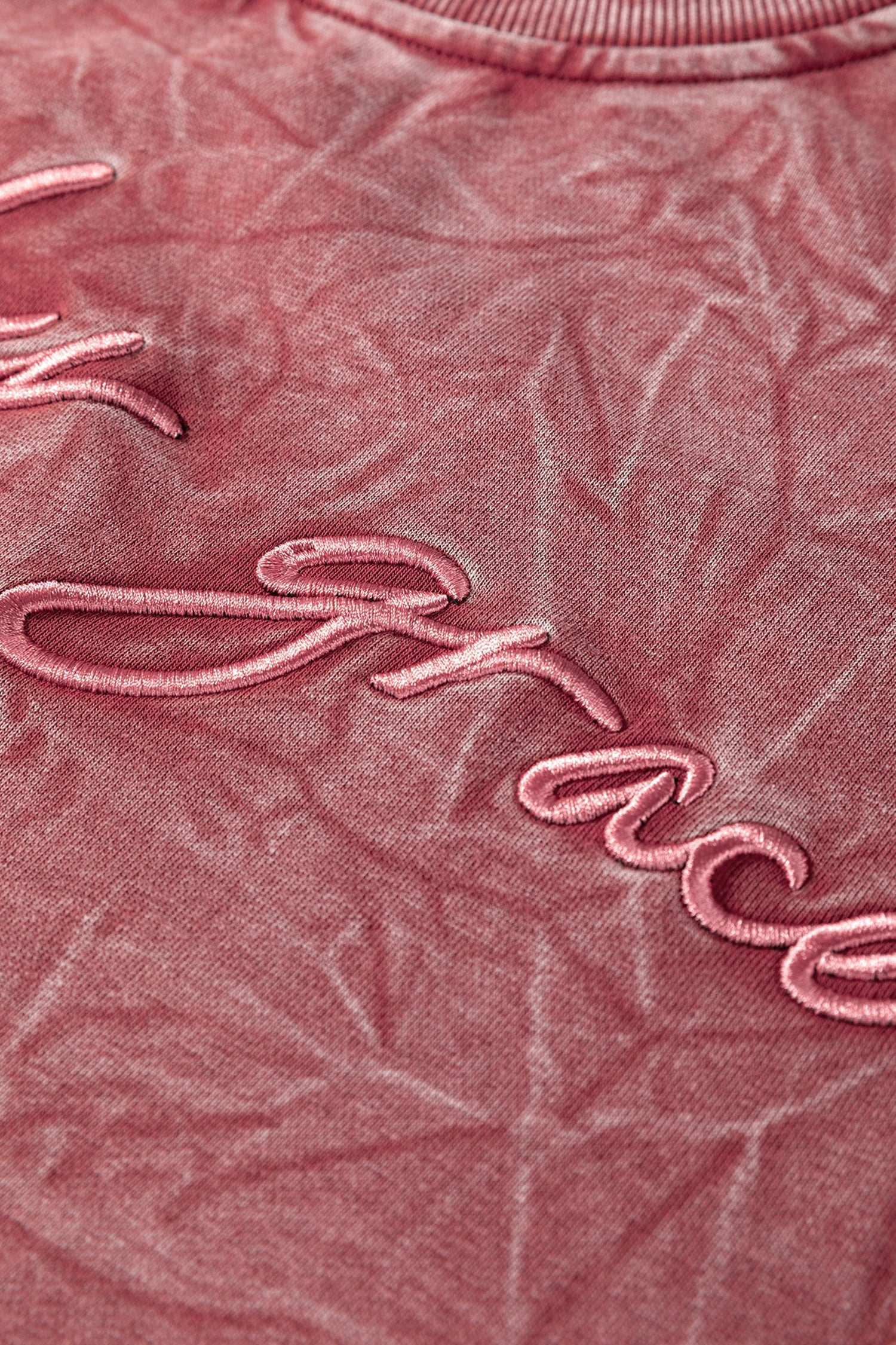 Sea Green saved by grace Letter Embroidery Mineral Wash Loose Sweatshirt