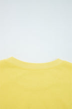 Yellow Cream Drop Shoulder Crop Pullover Drawstring Wide Leg Pants Set