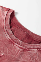 Sea Green saved by grace Letter Embroidery Mineral Wash Loose Sweatshirt