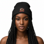 Red & Gold Never Fold Embroidered Beanie