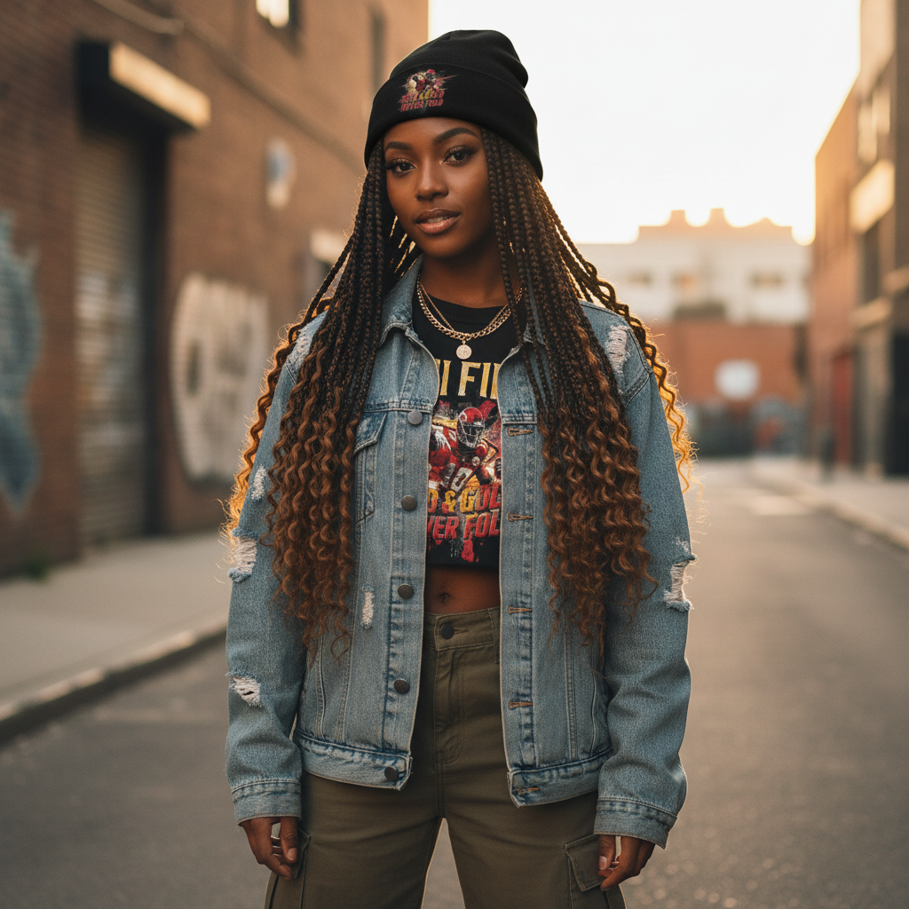 Red & Gold Never Fold Embroidered Beanie