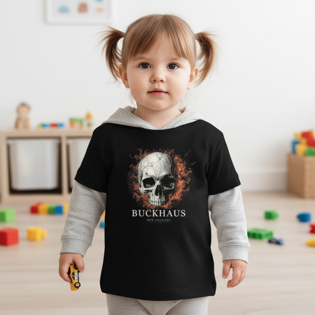 Cracked Flaming Skull Toddler Short Sleeve Tee
