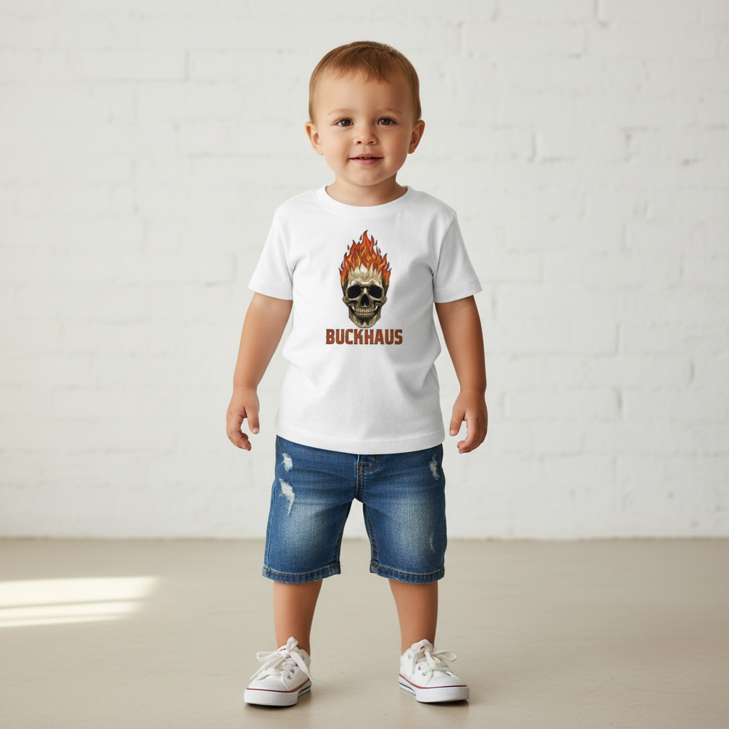 Buckhaus Flaming Skull Toddler Short Sleeve Tee #2
