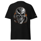 Black Flaming Snake Unisex classic tee with skull and snake flame design, 100% cotton, sharp structured fit, breathable streetwear style