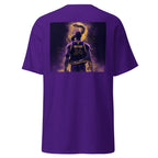 Unisex classic tee in purple with Black Mamba Bryant 24 graphic on back, short sleeve crew neck design
