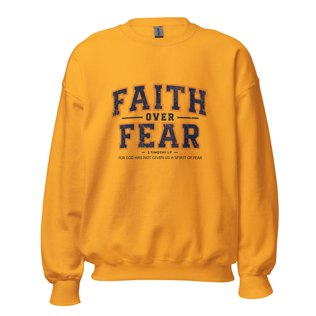 Orange Faith Over Fear sweatshirt with classic fit and soft air-jet spun yarn fabric