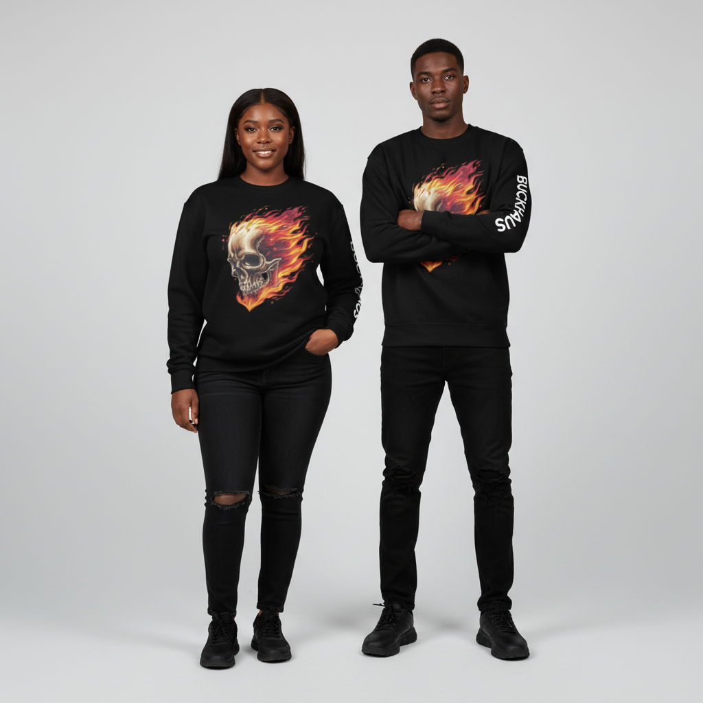 Flaming Skull Unisex Premium Sweatshirt