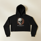 Cracked Flaming Skull Women's Crop Hoodie