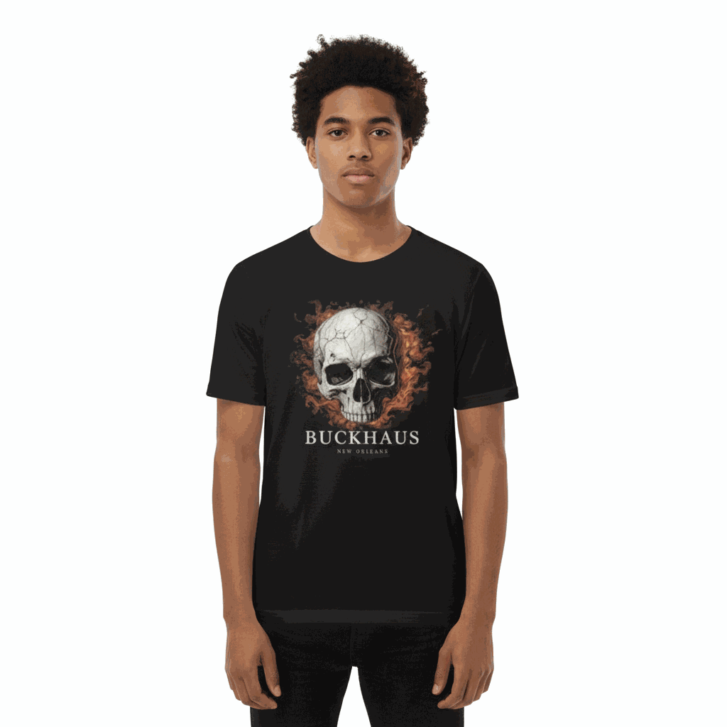 Streetwear Cracked Flaming Skull Youth Short Sleeve T-Shirt
