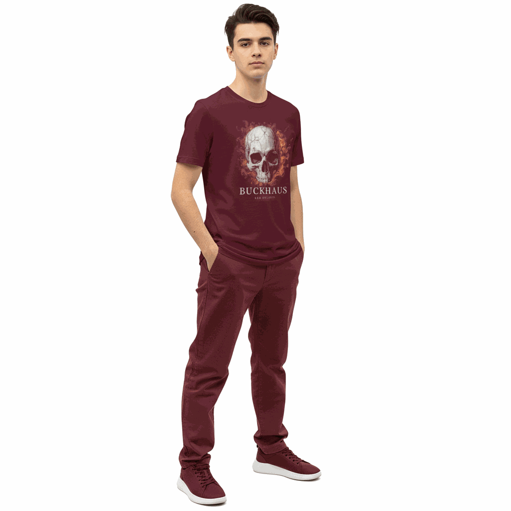 Streetwear Cracked Flaming Skull Youth Short Sleeve T-Shirt